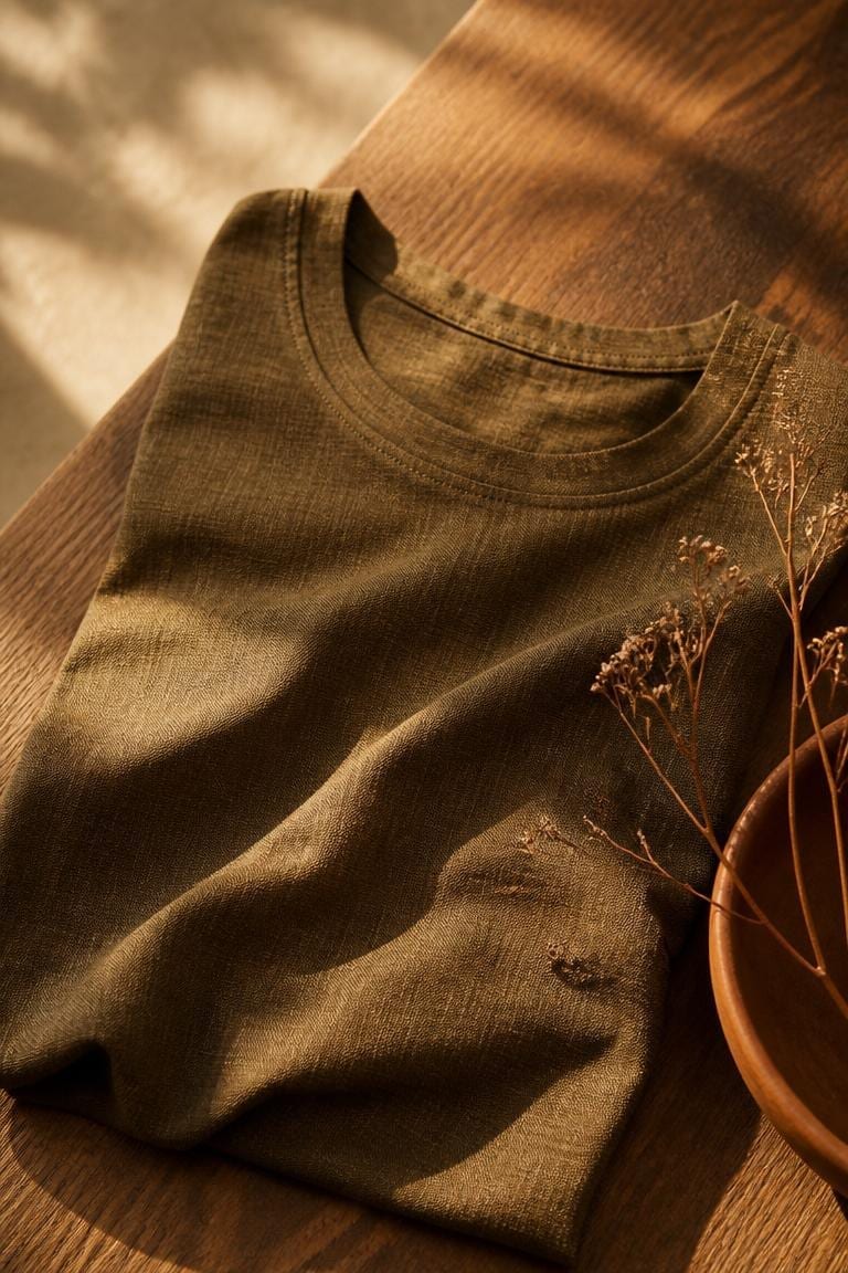 Linen shirt in warm olive neutral