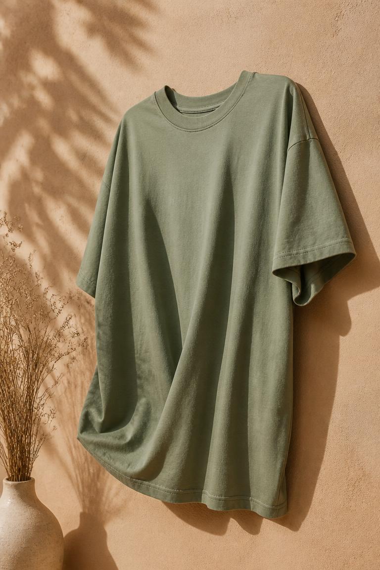 Oversized relaxed-fit t-shirt in sage